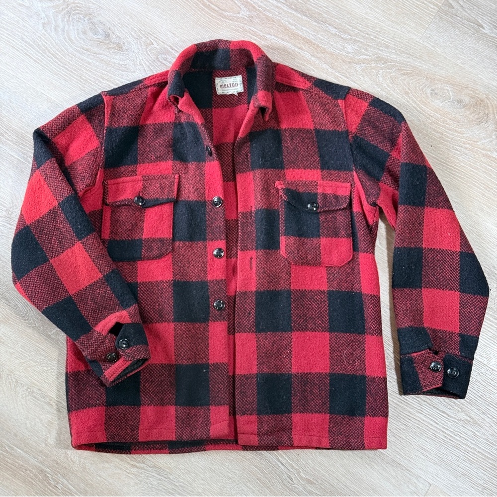 Red & Black Buffalo Plaid Button-Up Shirt Jacket